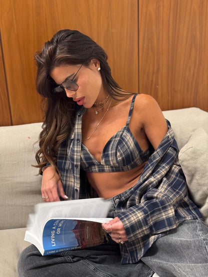 מכופתרת משבצות 2 חלקים ניל